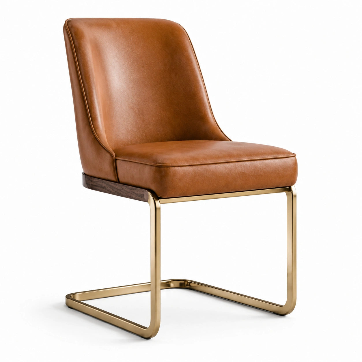 Brauner Lederstuhl mit Metallrahmen