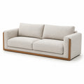 3-Sitzer Sofa Beige Stoff Holzrahmen