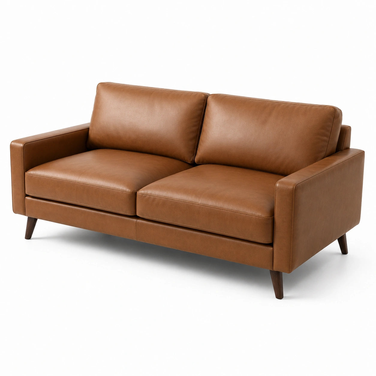 2-Sitzer Sofa aus Polyurethan-Leder Braun