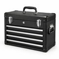 Werkzeugkoffer mit 4 Schubladen Metall Schwarz und Silber 50x20x30 cm
