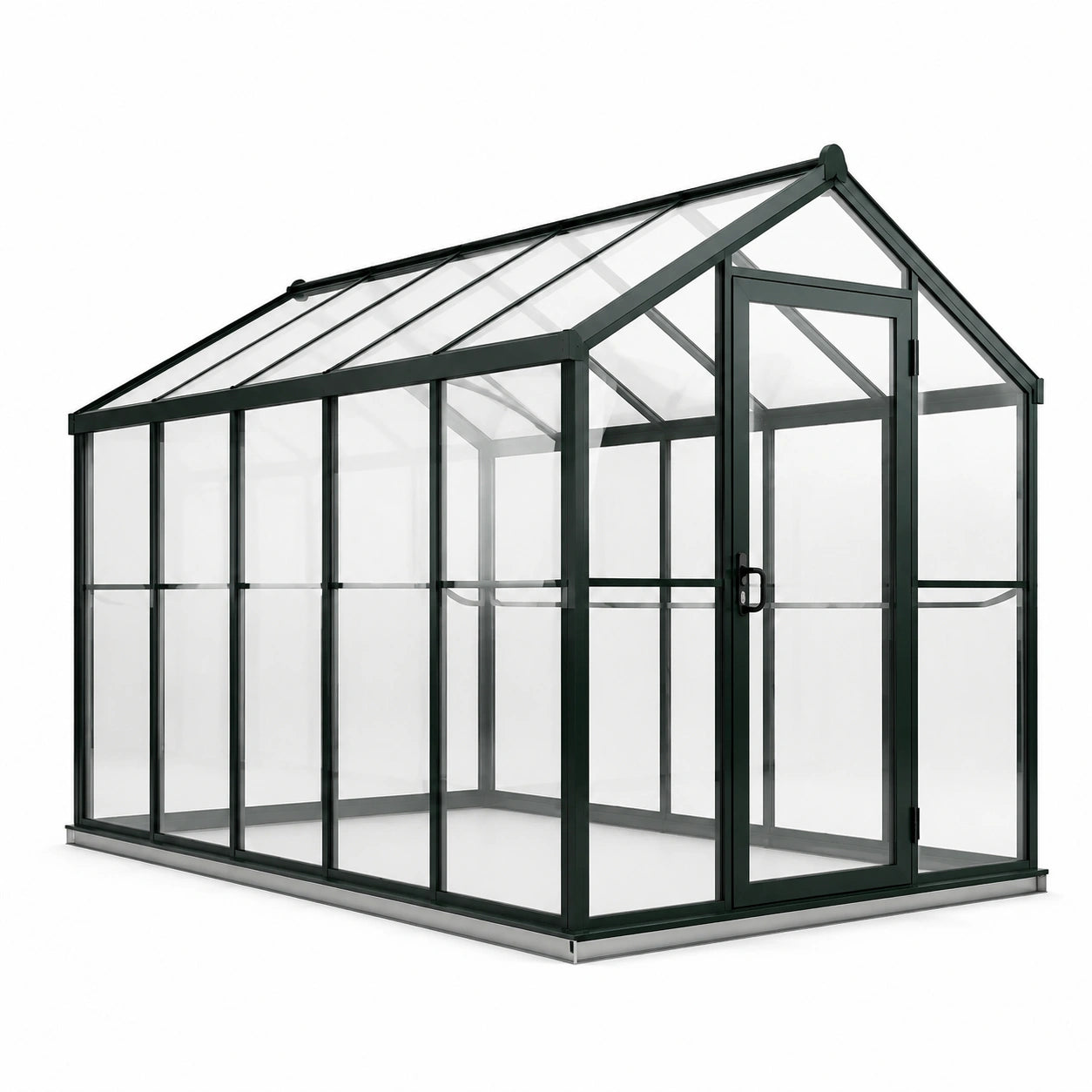 Gewächshaus aus Aluminium mit Polycarbonatplatten 250x190x195 cm Schwarz