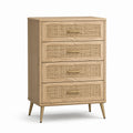 Eichenholz Kommode mit Rattan Schubladen 120x60x45cm