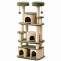 Katzenbaum mit Höhlen und Plattformen, Holz, Sisal, Grün
