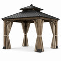 Pavillon mit Holzrahmen und Metall-Dach 300x400 cm Braun/Schwarz