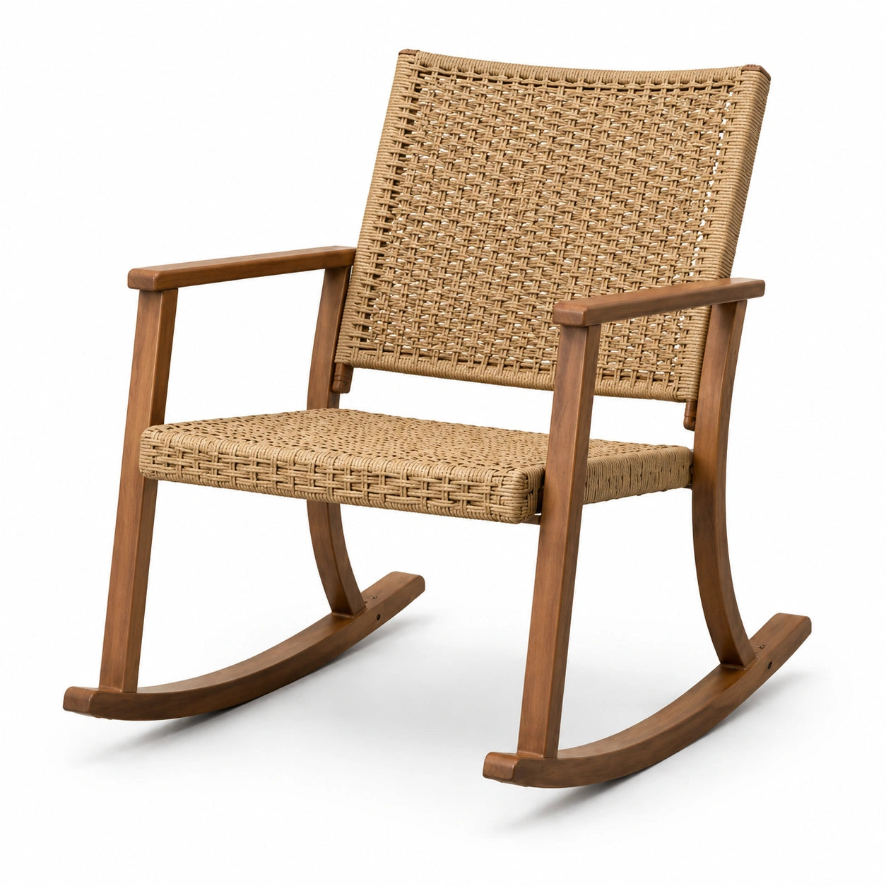 Rattan-Schaukelstuhl aus Akazienholz